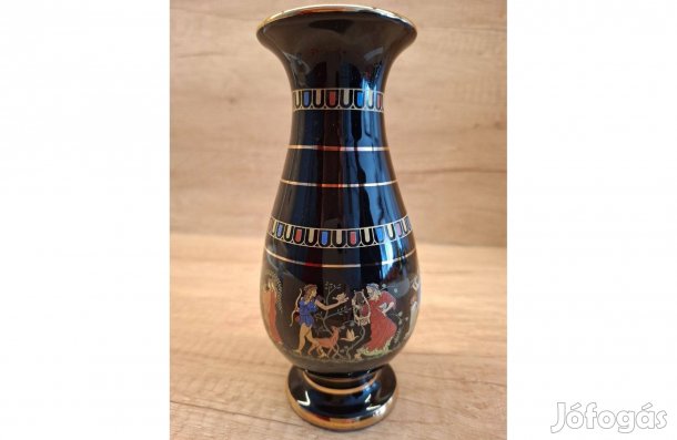 Színes görög váza 24 karátos aranyozással kézzel festett eladó