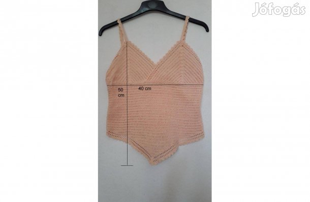 Színes horgolt vállpántos top felső_