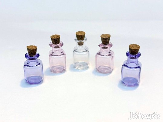 Színes miniüveg parafadugóval 2,5 cm mini üveg palack üvegpalack dekor