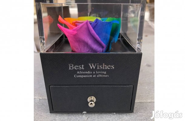 Színes rózsaszirom Örök rózsa ékszerdoboz + ajándéktáskával