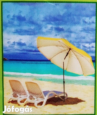 Színes strand ernyő vagy pálmaleveles Dönthető, Hőtükrös, UV 50,Hátra