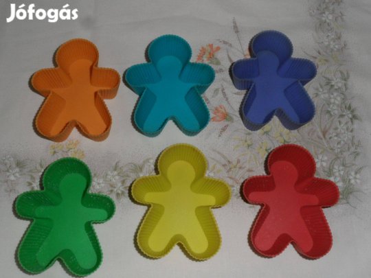 Színes szilikon mézeskalács, sütemény forma ( 6 db. )