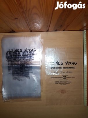 Színes virág polietilén asztalterítő új tasak csomag retró zacskó