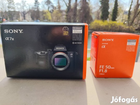Szinte új Sony a7 III + Sony 50 mm f1.8  + markolat , garanciális 