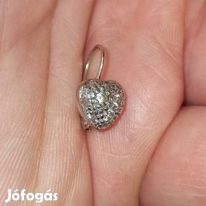 Szív alakú köves fülbevaló pár fehér arany 14k 585  ? Valentin nap