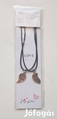 Szív alakú páros nyaklánc LOVE felirat bontatlan valentin nap 1