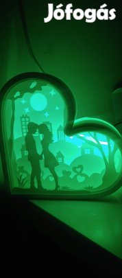 Szív alakú shadow box LED lámpa - romantikus hangulatfény