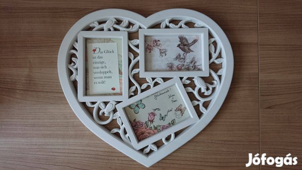Szív formájú fotókollázs képkeret 3 fotónak