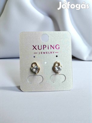 Szív lakat rose gold színű antiallergén köves xuping fülbevaló