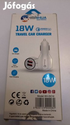 Szivargyujtó USB töltő 18W