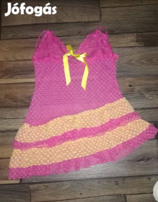 Szívecskés, szexis átlátszó aszimmetrikus aljú babydoll, hálóruha