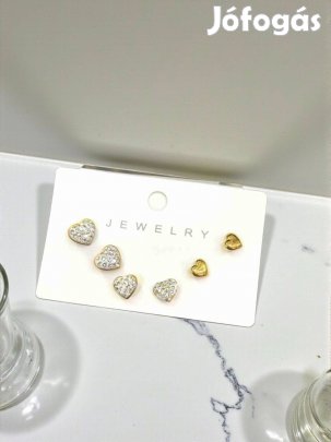 Szívek arany színű nemesacél fülbevaló szettben
