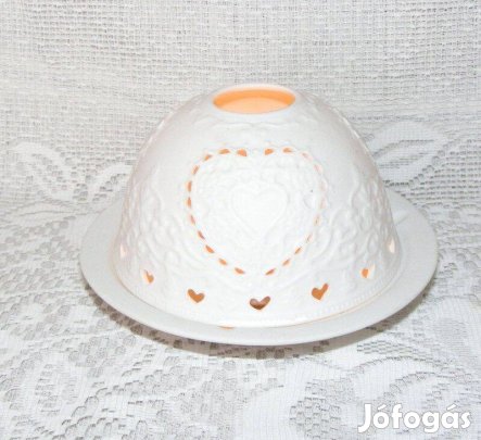 Szíves, szív áttetsző porcelán mécsestartó