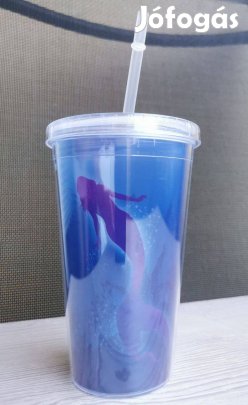 Szívószálas pohár Sellő Új!