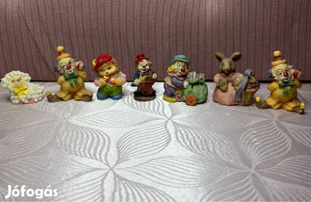 Szobor figurák bohóc, sün, bárány, maci, egér