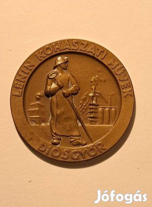 Szocreál bronz plakett Lenin Kohászati Művek, Diósgyőr