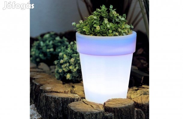 Szolár Kültéri virágcserép virágtartó kaspó napelemes műanyag 16,5x19