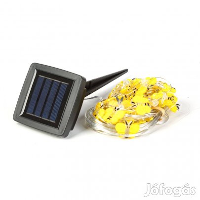 Szolár LED fényfüzér - méhecske - 2,4 m - 25 LED - melegfehér