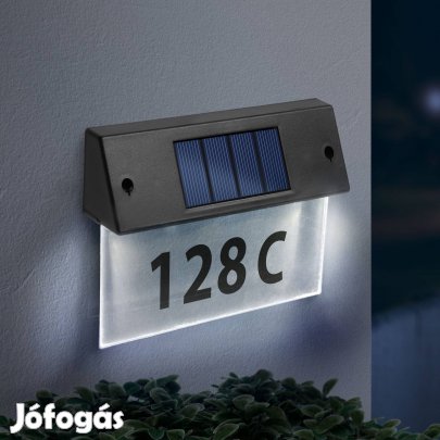 Szolár Napelemes 5 LED házszámfény házszám tábla fekete matricákkal