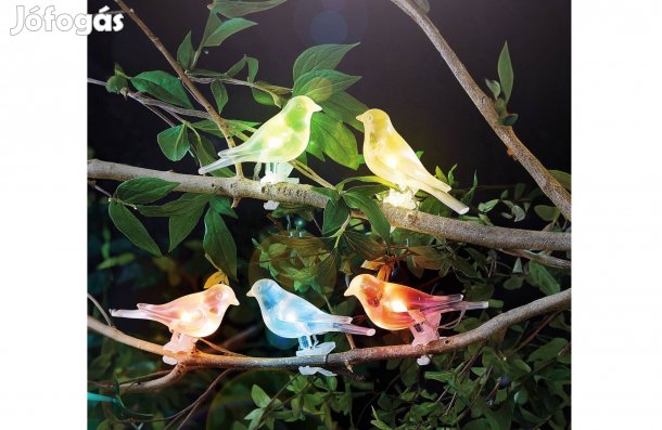 Szolár Színes RGB LED fényfüzér - 5 db madárka csipeszes - 80 cm