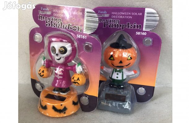 Szolár Táncoló mozgó Halloween-i csontváz figura töklámpával + tök