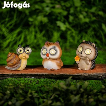 Szolár állatfigurák - 3 féle - 2 melegfehér LED - 10 cm