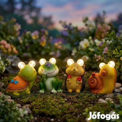 Szolár állatfigurák - 4 féle - 2 melegfehér LED - 9 cm