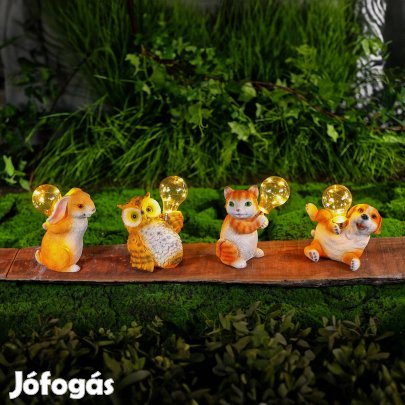 Szolár állatfigurák - 4 féle - 5 x melegfehér LED - 15 cm