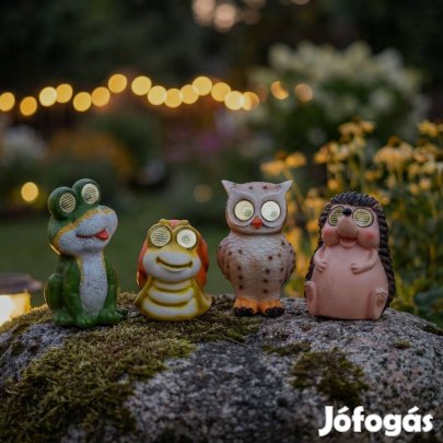 Szolár állatfigurák - 4 féle - mozgó szemekkel - 104 x SMD LED - 20 cm