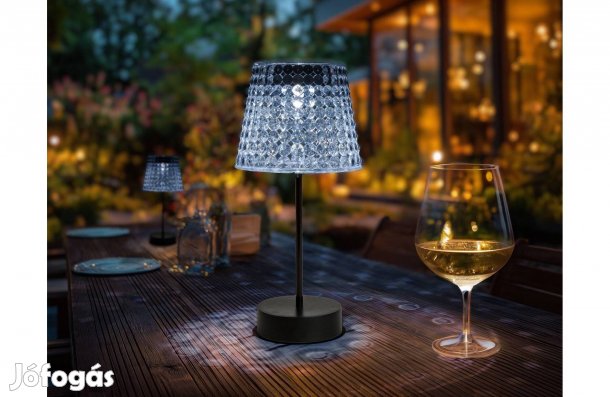 Szolár asztali lámpa - átlátszó - hidegfehér LED - műanyag - 26 x 12cm