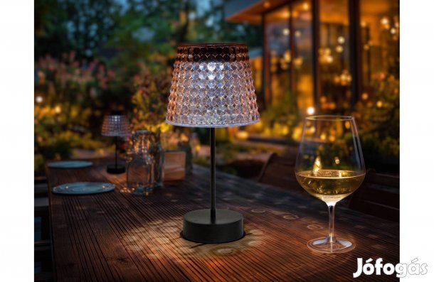 Szolár asztali lámpa - rózsaszín - hidegfehér LED - műanyag - 26x12cm