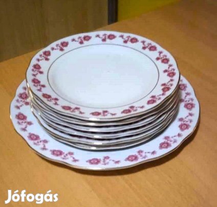 Szolid elegáns süteményes készlet, virágos, Jingdezheni porcelán