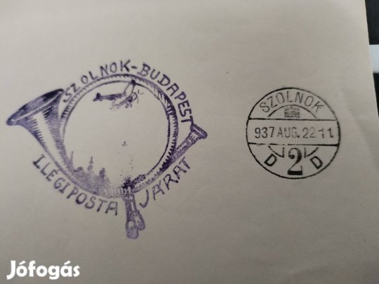 Szolnok-Budapest emlékbélyegzés Légiposta Játat 1937-es ritk