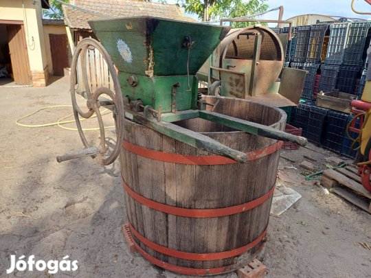 Szőlő szüretelő kád+daráló Domaszéken