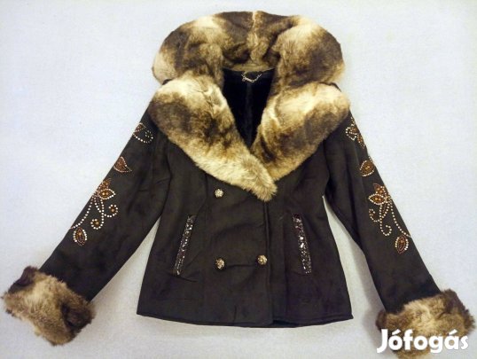 Szőrmegalléros Női téli kabát Elegáns Női kabát Elaine L méret