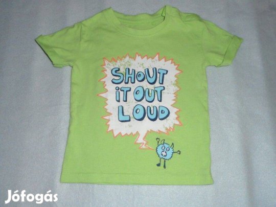 Szörny mintás zöld színű póló 9-12 hó (méret 74 / 80)