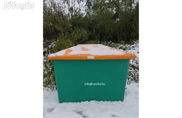 Szórónyag tároló só, homok tárolásához sikosségmentesítéshez