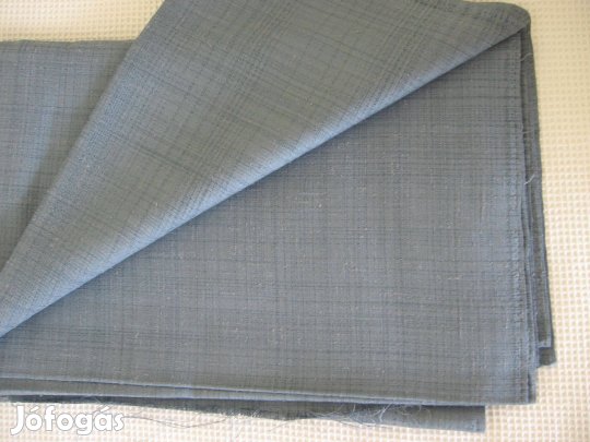 Szövésében kockázott, acélkék szövet - méteráru (III/7.)