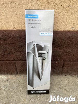 Szövet gardrób, összecsukható szekrény, szürke