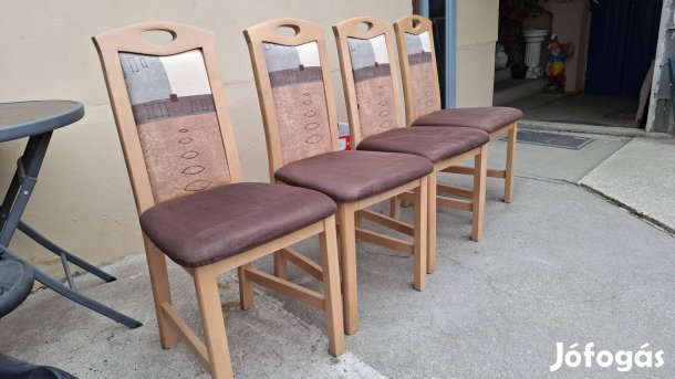 Szövetkárpitos, fa étkező szék, 4db. 