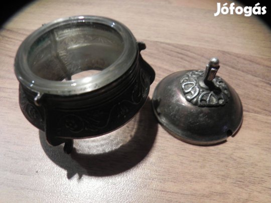 Szovjet ezüstözött sótartó magasság: 3, 5 cm átmér: 5 cm