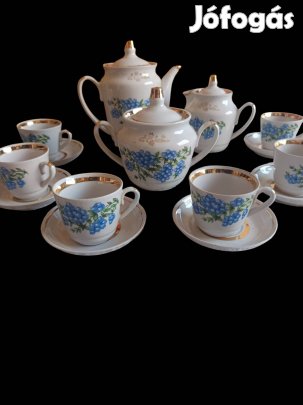 Szovjet jelzett kávés készlet nefelejcs dekorral