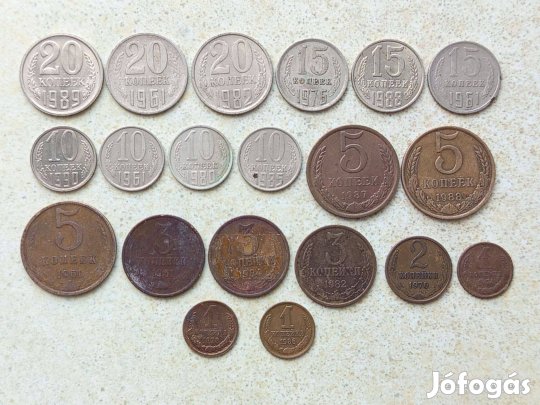 Szovjetunió 20 db Különböző Érme Kopek Kopejka 1961-1990