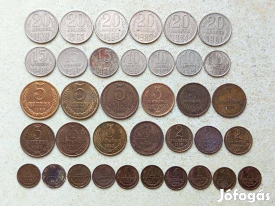 Szovjetunió 36 db Különböző Érme Kopek Kopejka 1961-1989