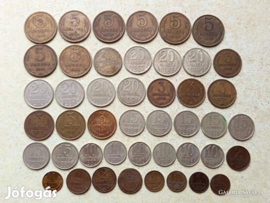 Szovjetunió 45 db Különböző Érme Kopejka Kopek 1932-1990