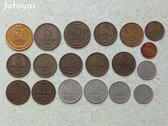 Szovjetunió Oroszország 19 db Különböző Érme Kopek Kopejka 1961-1988