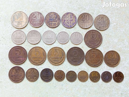 Szovjetunió Oroszország 27 db Különböző Érme Kopek Kopejka 1961-1989