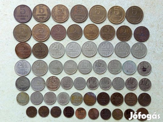 Szovjetunió Oroszország 62 db Különböző Kopek Kopejka 1938-1991
