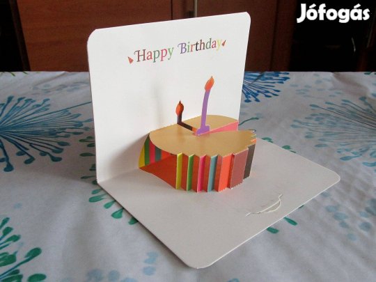 Szülinap 3D-s üdvözlő kártya Új 3 db