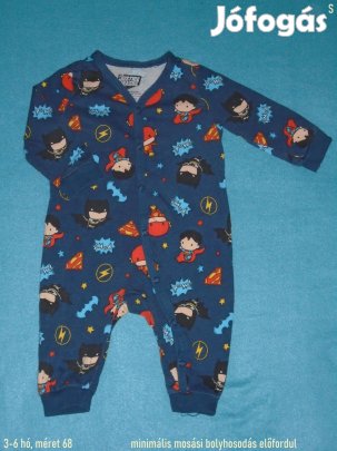 Szuperhős mintás kék rugdalózó 3-6 hó (méret 68)